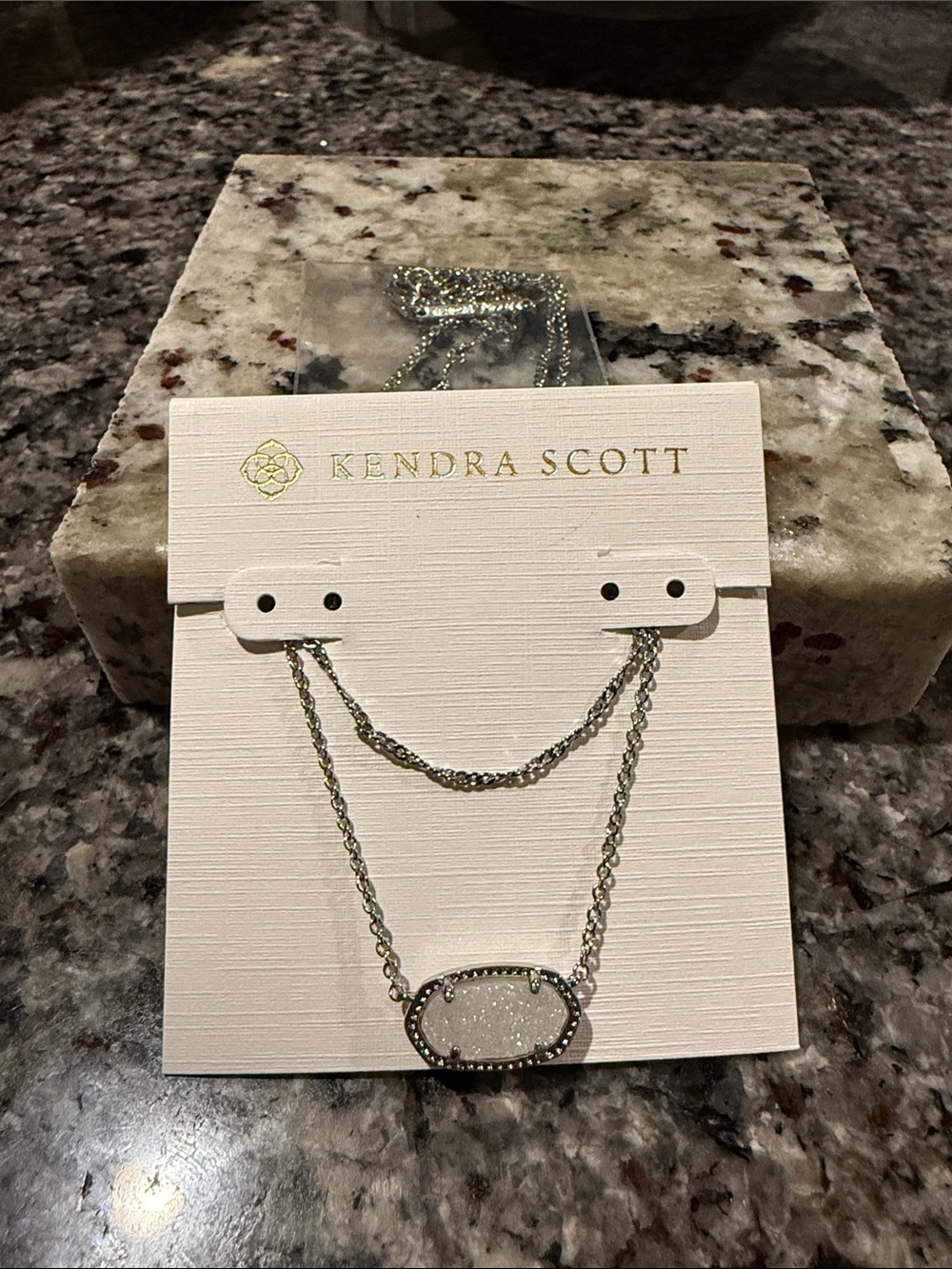 Kendra Scott Silver White Druzy Double-Layer Necklace